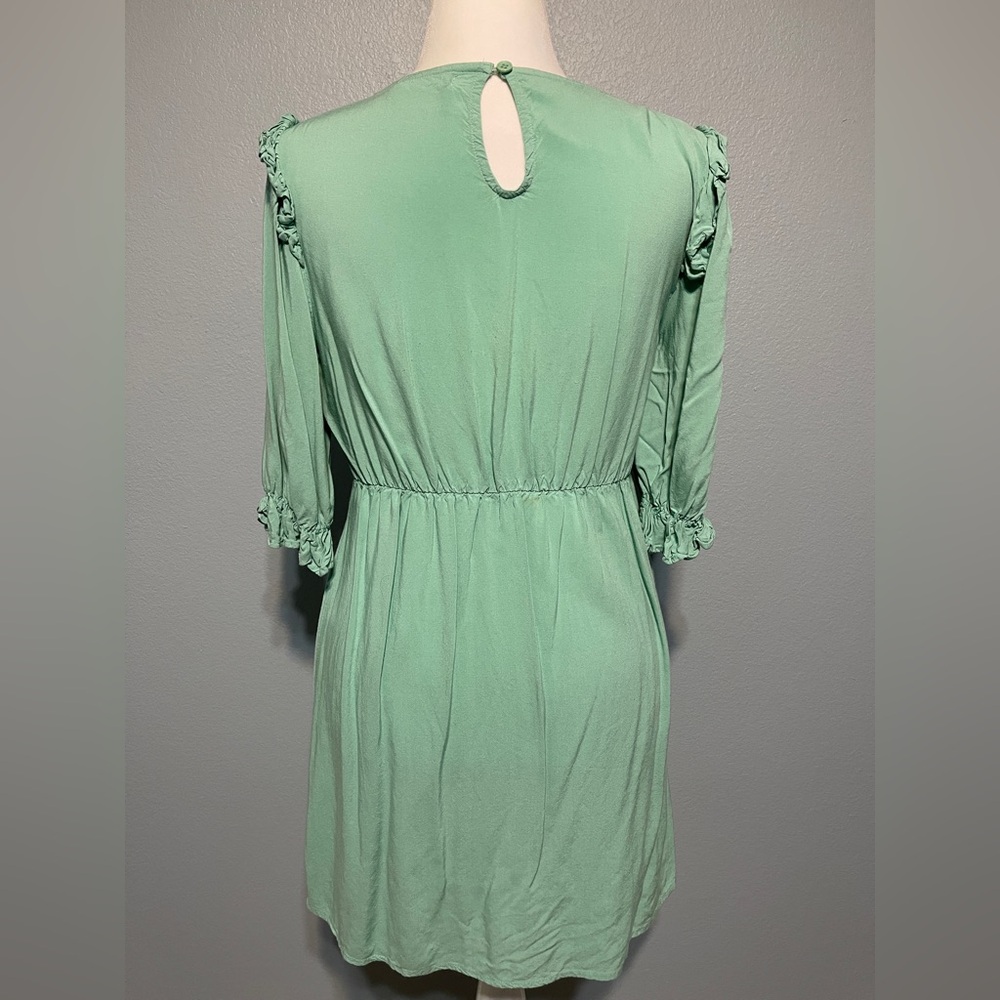 Light Green Women's Midi Dress - Classic Puff Sleeve Large - Picture 3 of 7